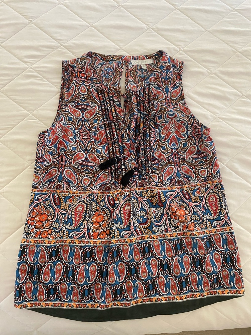 Paisley Multi-Color Sleeveless Tie-Front Camisole